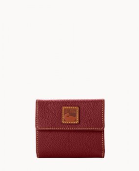 Dooney Pebble Grain Small Flap Credit Card Wallet Wine ID-pX4VUBNI