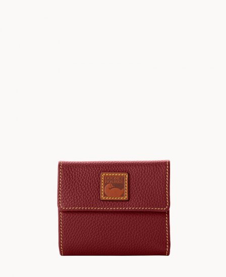 Dooney Pebble Grain Small Flap Credit Card Wallet Wine ID-pX4VUBNI - Click Image to Close