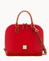 Dooney Pebble Grain Zip Zip Satchel Red ID-FqoTTFod