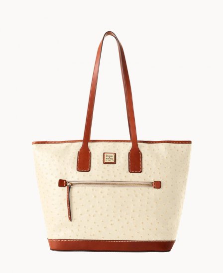 Dooney Ostrich Tote Bone ID-A5JwcKph - Click Image to Close