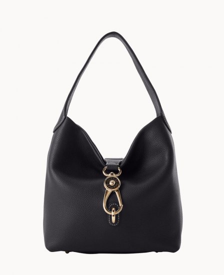 Dooney Pebble Grain Small Logo Lock Sac Black ID-Y9Z30YeM - Click Image to Close