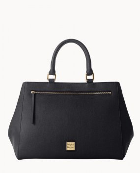 Dooney Saffiano Zip Satchel Black ID-gCLjDZlp