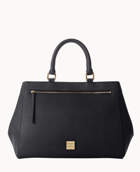 Dooney Saffiano Zip Satchel Black ID-gCLjDZlp - Click Image to Close