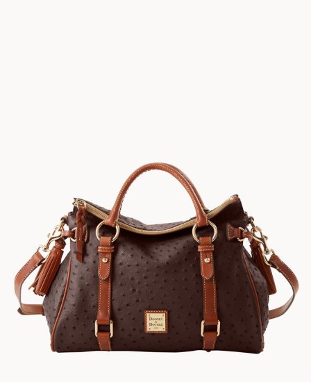 Dooney Ostrich Large Satchel Brown Tmoro ID-EJ78ee4i - Click Image to Close