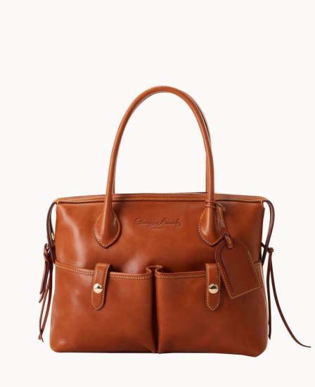 Dooney Florentine Medium East West Satchel Natural ID-NSTXf4q3 - Click Image to Close