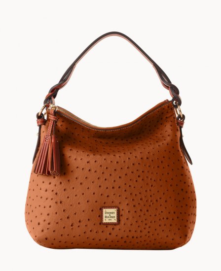 Dooney Ostrich Twist Strap Hobo Caramel ID-zdRhPF5y - Click Image to Close