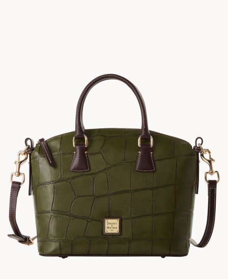 Dooney Denison Domed Satchel Olive ID-PR64Wi0s - Click Image to Close