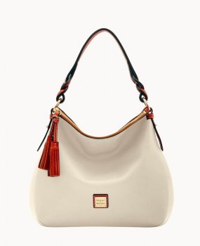 Dooney Pebble Grain Twist Strap Hobo Bone ID-BW63Vp92