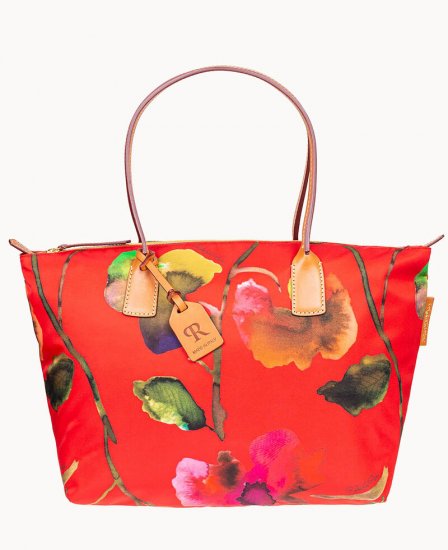 Dooney Roberta Pieri Flower Classic Large Robertina Tote Red ID-VOA8vECp - Click Image to Close