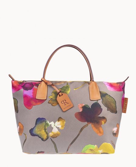 Dooney Roberta Pieri Flower Classic Small Robertina Tote Taupe ID-1uEMBqaB - Click Image to Close