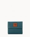 Dooney Pebble Grain Small Flap Credit Card Wallet Teal ID-xgZ39rFT