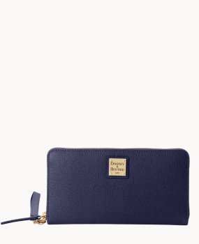 Dooney Saffiano Large Zip Around Wristlet Marine ID-7UrWGfOX