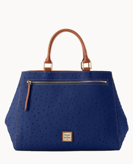 Dooney Ostrich Zip Satchel Navy ID-IiUf7ygc - Click Image to Close