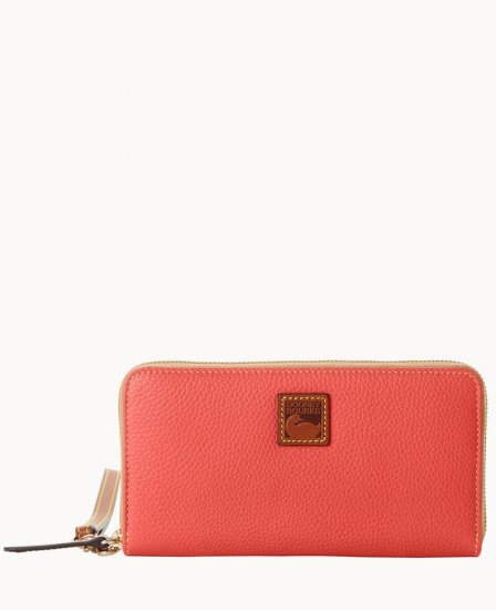 Dooney Pebble Grain Large Zip Around Wristlet Geranium ID-nIJJj2h7 - Click Image to Close