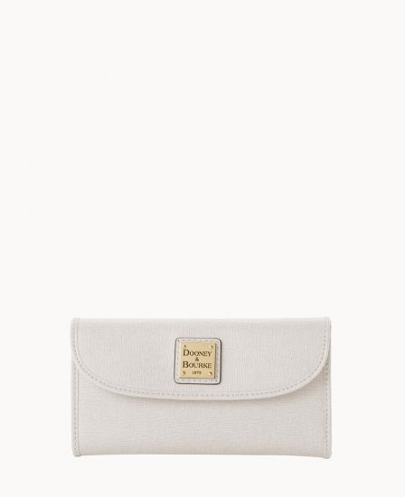 Dooney Saffiano Continental Clutch Ecru ID-FupHzEBH - Click Image to Close