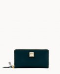 Dooney Pebble Grain Large Zip Around Wristlet Black Black ID-LN7Id5F4