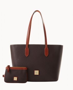 Dooney Pebble Grain Tote With Medium Wristlet Brown Tmoro ID-qhnjl9qM