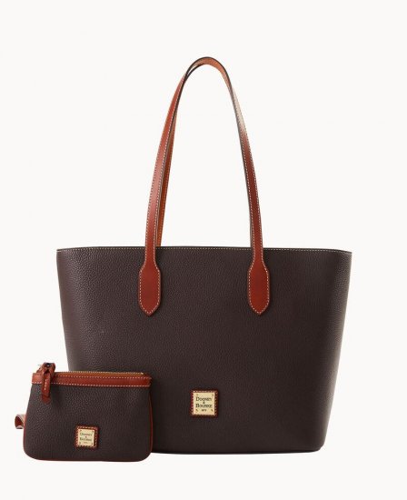 Dooney Pebble Grain Tote With Medium Wristlet Brown Tmoro ID-qhnjl9qM - Click Image to Close