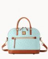 Dooney Ostrich Domed Zip Satchel Light Aqua ID-Zwf2oodk