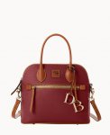 Dooney Pebble Grain Domed Satchel Wine ID-caAAlF6t