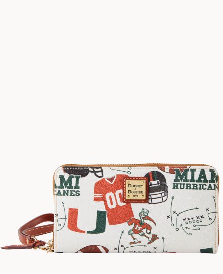 Dooney Collegiate Miami Large Zip Around Wristlet Miami ID-N7R6aVm6 - Click Image to Close