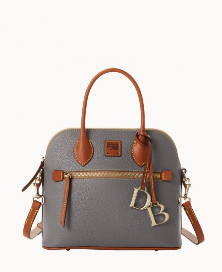 Dooney Pebble Grain Domed Satchel Slate ID-Kpzpwcvj - Click Image to Close