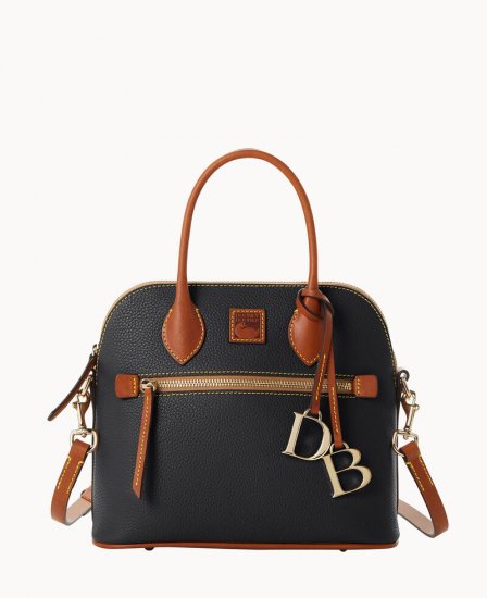 Dooney Pebble Grain Domed Satchel Black ID-iBDgvYAK - Click Image to Close