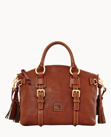 Dooney Florentine Bristol Satchel Chestnut ID-7kNQ5N1u - Click Image to Close