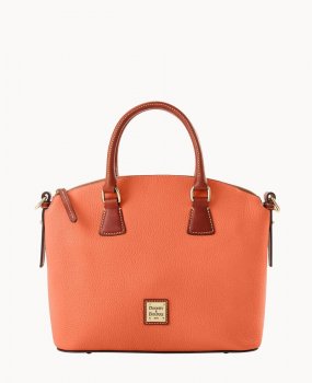 Dooney Pebble Grain Domed Satchel Coral ID-A3BF3jbm