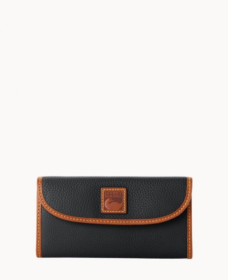 Dooney Pebble Grain Continental Clutch Black ID-IBRwz5DE - Click Image to Close