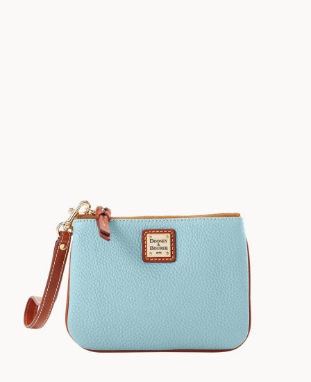 Dooney Pebble Grain Stadium Wristlet Pale Blue ID-ZOftlxZb - Click Image to Close