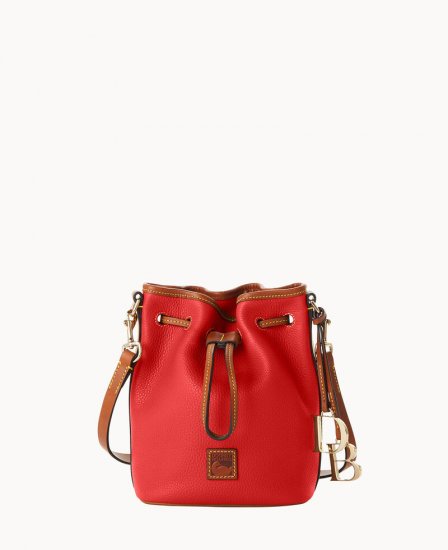 Dooney Pebble Grain Small Drawstring Red ID-8L7MgGEB - Click Image to Close