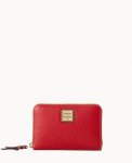 Dooney Pebble Grain Medium Zip Around Wallet Red ID-u4rUUHS2