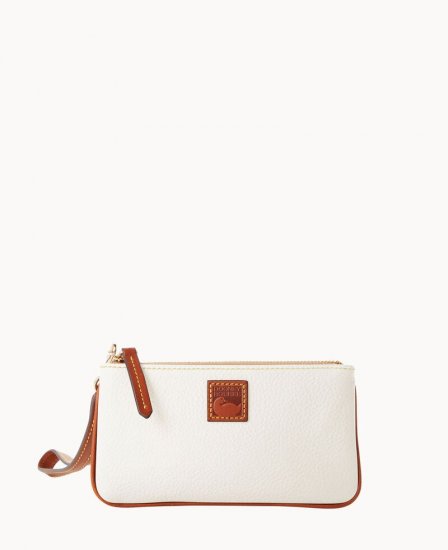 Dooney Pebble Grain Medium Wristlet White ID-oxcTAiyf - Click Image to Close