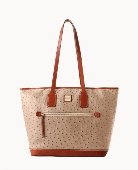 Dooney Ostrich Tote Light Taupe ID-Ldcsuuxz - Click Image to Close