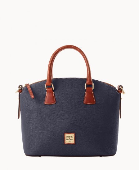 Dooney Pebble Grain Domed Satchel Midnight Blue ID-NrJd2h5I - Click Image to Close