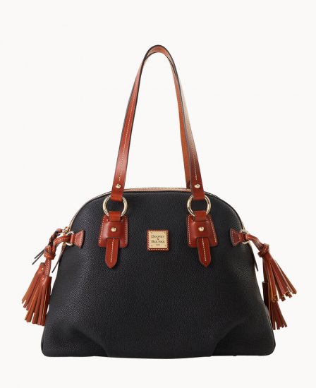 Dooney Pebble Grain Domed Satchel Black ID-3zq21P6n - Click Image to Close