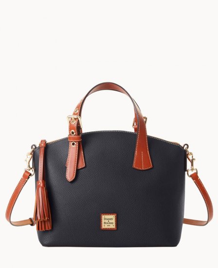 Dooney Pebble Grain Trina Satchel Black ID-QoA5LWuF - Click Image to Close