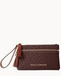 Dooney Ostrich Double Zip Wristlet Espresso ID-TwIgzpCh