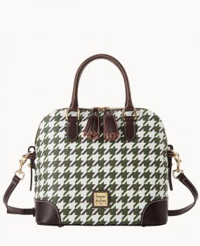 Dooney Houndstooth Domed Satchel Green ID-NDwBNixe