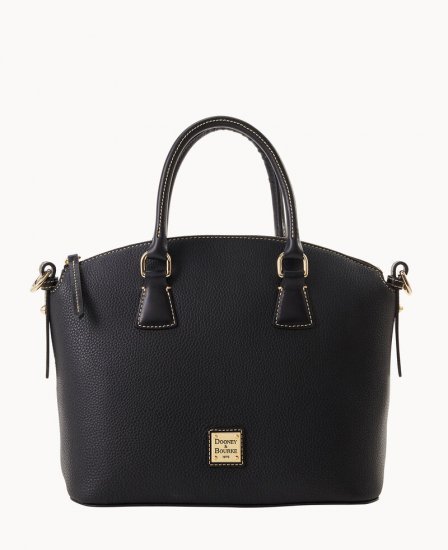 Dooney Pebble Grain Domed Satchel Black Black ID-mQDYhAjc - Click Image to Close