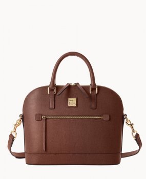 Dooney Saffiano Domed Zip Satchel Amber ID-iamMR6AF