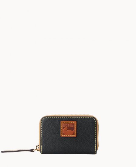 Dooney Pebble Grain Zip Around Credit Card Case Black ID-nT47lwfB - Click Image to Close