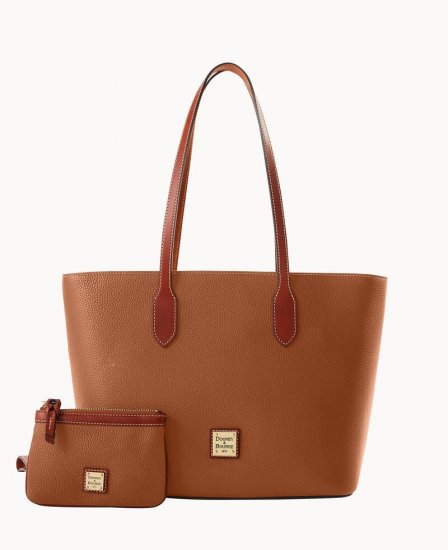 Dooney Pebble Grain Tote With Medium Wristlet Caramel ID-SK4AihRF - Click Image to Close