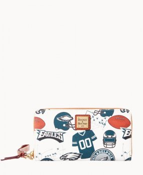 Dooney NFL Eagles Large Zip Around Wristlet EAGLES ID-PvSj3OzH