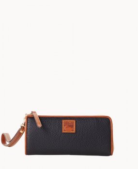 Dooney Pebble Grain Zip Clutch Wristlet Black ID-smxqLes4