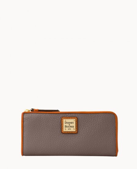 Dooney Pebble Grain Zip Clutch Taupe ID-t8fNObTn - Click Image to Close