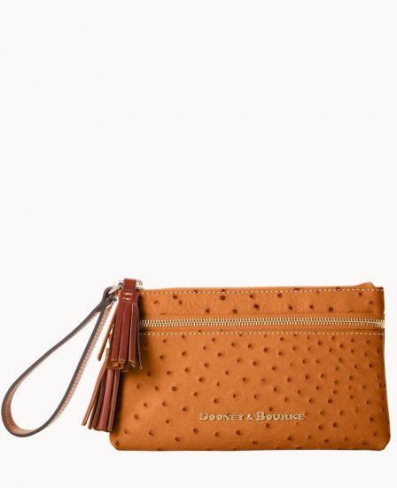 Dooney Ostrich Double Zip Wristlet Tan ID-zAmgQpUh - Click Image to Close