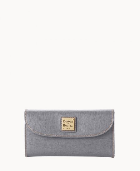 Dooney Saffiano Continental Clutch Smoke Grey ID-XiH0XWOU - Click Image to Close