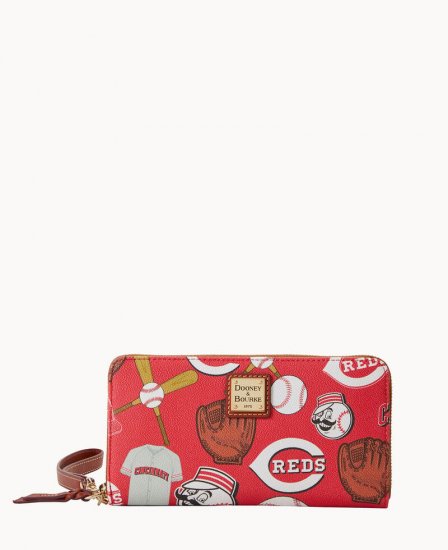 Dooney MLB Reds Large Zip Around Wristlet Reds ID-f7Mez6qq - Click Image to Close